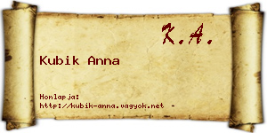 Kubik Anna névjegykártya