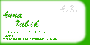 anna kubik business card